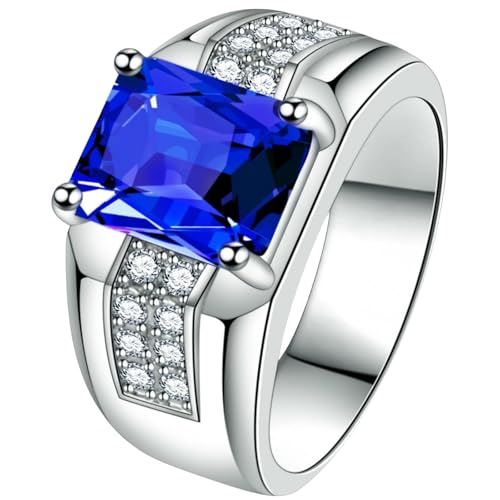 Jpltlvy Herren-Ring, künstlicher blauer Saphir, Zirkonia, rechteckig, mit königlichem Design, für Herren, formelles Geschenk, Einstellbar Jpltlvy Herren-Ring, künstlicher blauer Saphir, Zirkonia, rechteckig, mit königlichem Design, für Herren, formelles Geschenk, Einstellbar von Jpltlvy