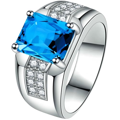 Jpltlvy Herren-Ring, künstlicher blauer Saphir, Zirkonia, rechteckig, mit königlichem Design, für Herren, formelles Geschenk, Einstellbar Jpltlvy Herren-Ring, künstlicher blauer Saphir, Zirkonia, rechteckig, mit königlichem Design, für Herren, formelles Geschenk, Einstellbar von Jpltlvy