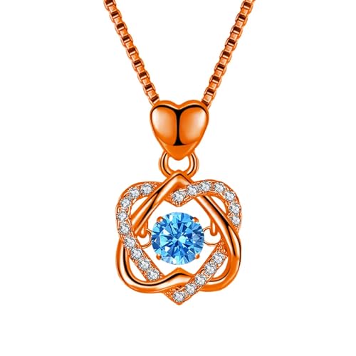 Jpltlvy Interwoven Heart Pendant Necklace Rose Gold-Tone Chain Geometric Motif Design Accent Crystal Detailing Chain for Women von Jpltlvy