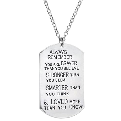 Jpltlvy Metall-Militär-Tag-Halskette mit inspirierendem Zitat, geeignet für den täglichen Gebrauch, einzigartiges Buchstaben-Gravur-Design, Geschenk für Sie von Jpltlvy