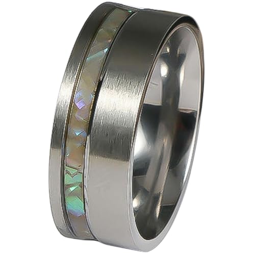 Jpltlvy Moderner Edelstahlring mit bunter Muscheleinlage, einzigartiges Mode-Accessoire für Damen und Herren, 11 von Jpltlvy