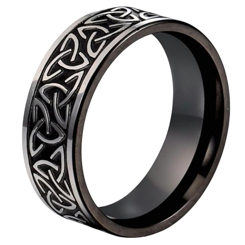 Jpltlvy Nordischer Ring aus Titanstahl mit Wikingermuster, graviertes Bronze-Finish, für Herren als Geschenk, 36 von Jpltlvy
