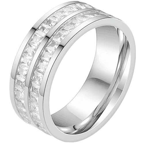 Jpltlvy Passende Ringe aus Titanstahl, Kristall-Akzente, zartes Design, trendiges Geschenk für Paare, 7 von Jpltlvy