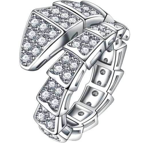 Jpltlvy Serpentin-Ring, breiter Ring, Kristall, Cluster-Fassung, offener Knöchel, verstellbar, elegantes Design, für Damen, modisches Accessoire, Geschenkidee, Einstellbar Jpltlvy Serpentin-Ring, breiter Ring, Kristall, Cluster-Fassung, offener Knöchel, verstellbar, elegantes Design, für Damen, modisches Accessoire, Geschenkidee, Einstellbar von Jpltlvy