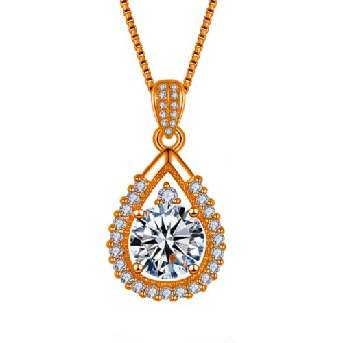 Jpltlvy Shining Moissanite-Inspired Teardrop Pendant Necklace for Women Elegant Style for Daily and Festive Wear von Jpltlvy