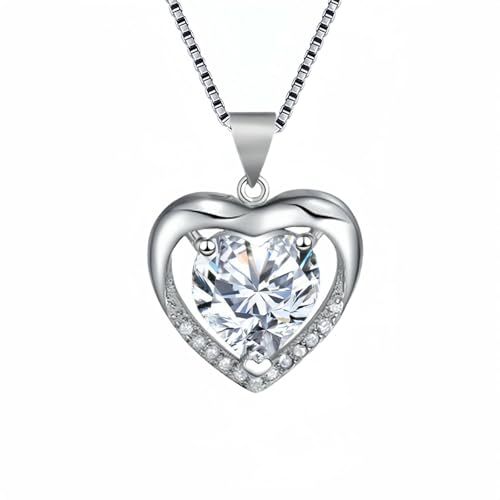 Jpltlvy Silver Eternal Heart Pendant Necklace Blue Crystal Accent Romantic Message Design Fashion Collarbone Chain Gift for Her von Jpltlvy
