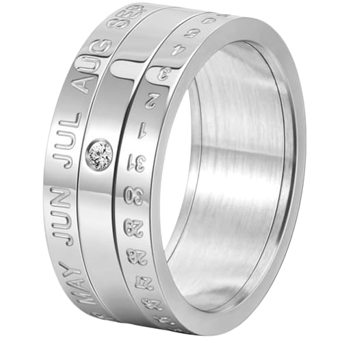Jpltlvy Stahl-Kalender-Ring, Herrenmode, Persönlichkeitsband, Geschenk für Geburtstage, 38, Titanstahl von Jpltlvy