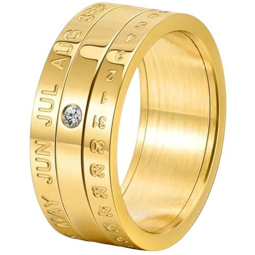 Jpltlvy Stahl-Kalender-Ring, Herrenmode, Persönlichkeitsband, Geschenk für Geburtstage, 7, Titanstahl von Jpltlvy