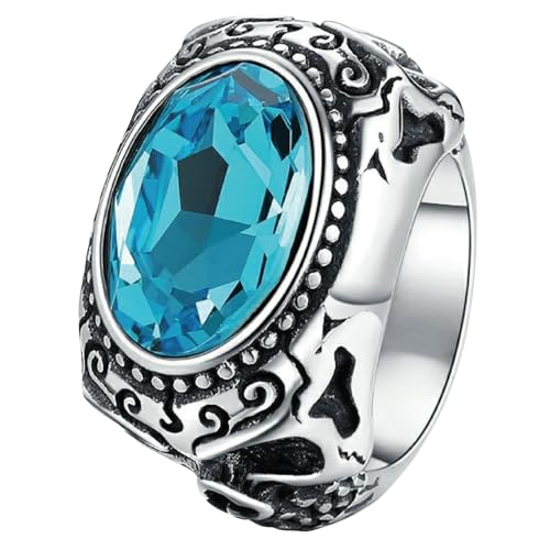 Jpltlvy Titan-Stahl-Edelsteinring, Vintage-Stil, einzigartiges Design, Herren-Geschenk, 38 von Jpltlvy