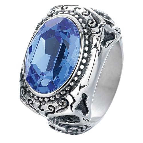 Jpltlvy Titan-Stahl-Edelsteinring, Vintage-Stil, einzigartiges Design, Herren-Geschenk, 40 von Jpltlvy