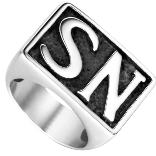 Jpltlvy Titan Stahl Einfacher Business Ring mit SN oder SO Schriftzug Design für Männer als Geschenk, 34 von Jpltlvy