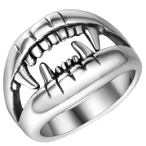 Jpltlvy Titan Stahl Krokodil Zahnring Einzigartiges Tierzahndesign für Männer Geeignet als Geschenk, 7 von Jpltlvy