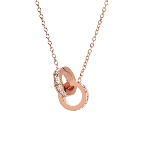 Jpltlvy Titanium Steel Double Ring Zircon Necklace Women's Minimalist Trendy Interlocking Pendant Collarbone Chain Gift Jpltlvy Titanium Steel Double Ring Zircon Necklace Women's Minimalist Trendy Interlocking Pendant Collarbone Chain Gift von Jpltlvy