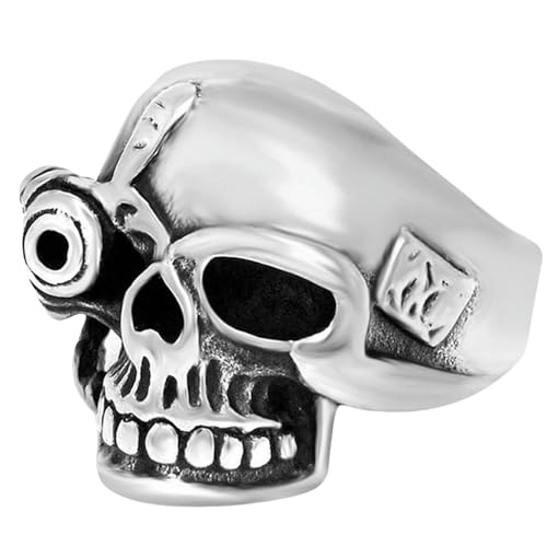 Jpltlvy Totenkopf-Ring aus Titanstahl mit einäugigem Design für Männer als Geschenk, 36 von Jpltlvy