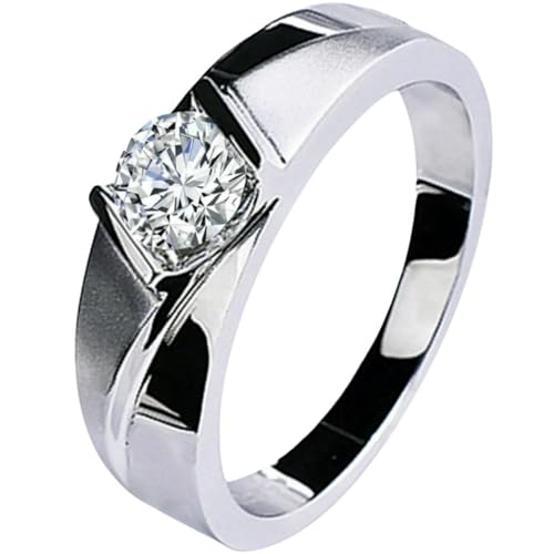 Jpltlvy Verstellbarer simulierter Moissanit-Herrenring, sandgestrahlt, funkelnd, Ehering für Bräutigam, Gentleman, geschäftliche Anlässe, 34 von Jpltlvy