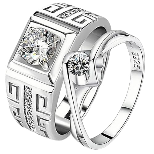 Jpltlvy Verstellbares Zirkonia-Paarring-Set, passend für Sie und Ihn, für Hochzeit, Verlobung, Geschenk, Einstellbar von Jpltlvy