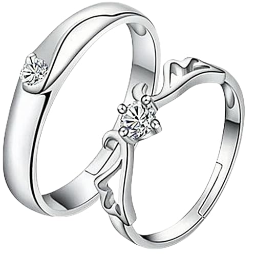 Jpltlvy Verstellbares Zirkonia-Paarring-Set, passend für Sie und Ihn, für Hochzeit, Verlobung, Geschenk, Einstellbar von Jpltlvy