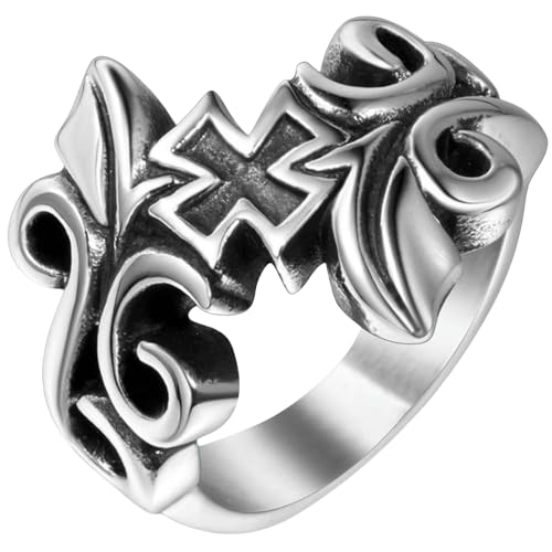 Jpltlvy Vintage-Ring aus Titanstahl für Freizeitkleidung mit floralem Ranken-Design, geeignet als Geschenk für Männer, 36 von Jpltlvy