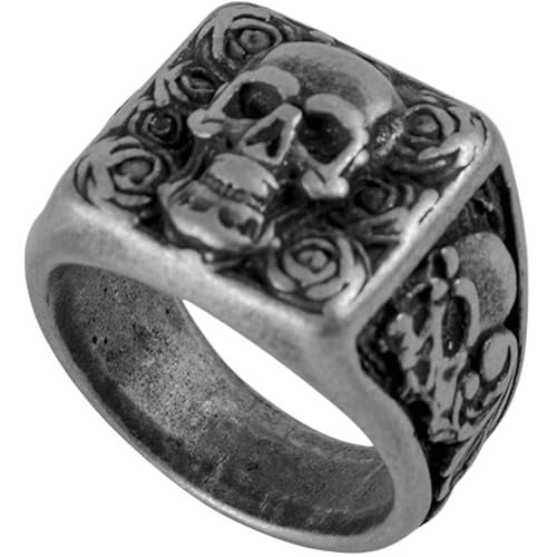 Jpltlvy Vintage-Ring aus Titanstahl mit Totenkopf-Design in Antik-Optik für Herren als Geschenk, 36 von Jpltlvy