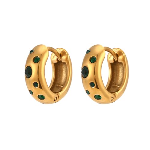 Kreolen aus Edelstahl, rund, strukturiert, Zirkonia, modisches Accessoire, Geschenk für Frauen, Ohrring Kreolen aus Edelstahl, rund, strukturiert, Zirkonia, modisches Accessoire, Geschenk für Frauen, Ohrring von Jpltlvy