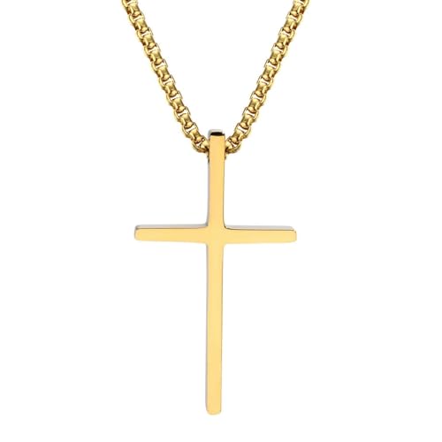Kreuz-Halskette aus Edelstahl, glatte Oberfläche, minimalistisches Design, alltäglicher Schmuck, geometrisches Geschenk von Jpltlvy