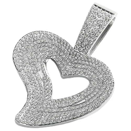 Kubanische Gliederkette mit Kristallbesetztem Herz-Anhänger, trendig, Uni, mutiger Schmuck, Geschenk für Männer und Frauen, moderne Mode, Cuban (45 cm) von Jpltlvy