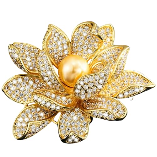 Lotus Blume Brosche Elegant Damen Luxus Floral Pin Blüte Accessoire für Bankett Büro Alltag Geschenk, Brosche von Jpltlvy