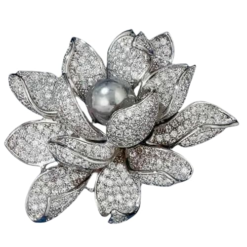Lotus Blume Brosche Elegant Damen Luxus Floral Pin Blüte Accessoire für Bankett Büro Alltag Geschenk, Brosche von Jpltlvy