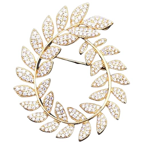Minimalistische Olivenzweig-Brosche für Damen, elegante Kristallverzierung, Blazer-Accessoire, formeller Anlass, Schmuck, Geschenk, Brosche von Jpltlvy