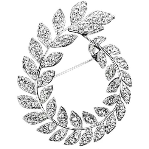 Minimalistische Olivenzweig-Brosche für Damen, elegante Kristallverzierung, Blazer-Accessoire, formeller Anlass, Schmuck, Geschenk, Brosche von Jpltlvy