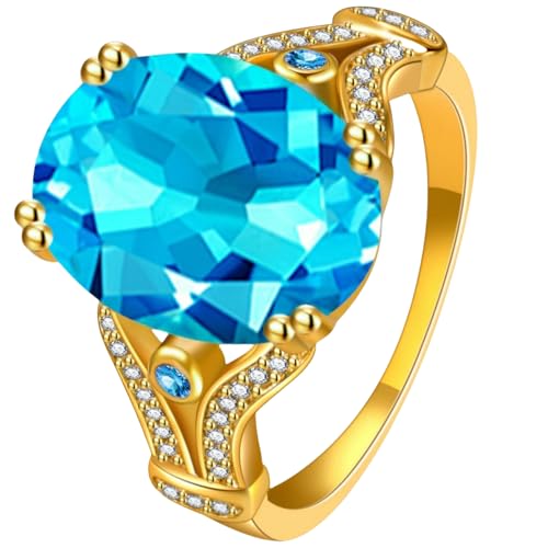 Moderner Ring mit Kunststeinen und ovalem großem Solitär, minimalistischer Schmuck für Damen, geeignet als Geschenk, 7 von Jpltlvy