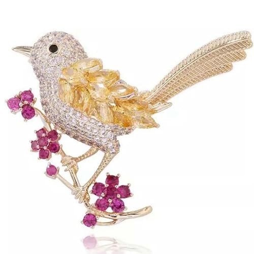 Modische Vogel-Brosche mit Kristallverzierung für Frauen, Tier-Anstecknadel mit einzigartigem Design, elegantes Anzug-Accessoire, Geschenk, Brosche von Jpltlvy
