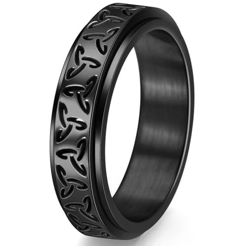 Nordischer Vintage-Ring aus Titanstahl, keltischer Knoten-Design, Unisex, drehbarer Schmuck, 33 cm, Titanstahl von Jpltlvy