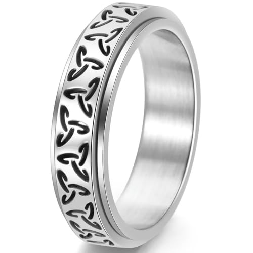 Nordischer Vintage-Ring aus Titanstahl, keltischer Knoten-Design, Unisex, drehbarer Schmuck, 33 cm, Titanstahl von Jpltlvy