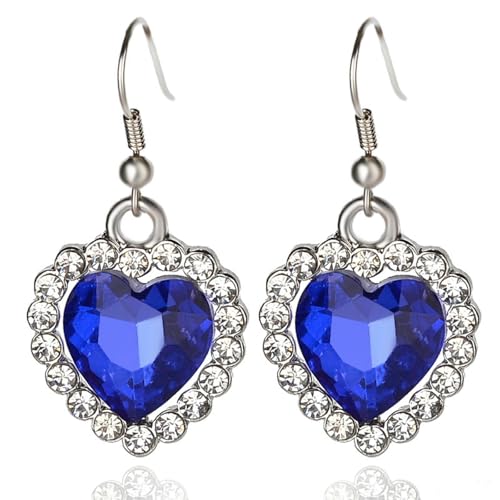 Ozeanblaues Herz-Schmuck-Set mit Kristall-Akzenten für Frauen, Geschenk, Halskette und Ohrringe Ozeanblaues Herz-Schmuck-Set mit Kristall-Akzenten für Frauen, Geschenk, Halskette und Ohrringe von Jpltlvy