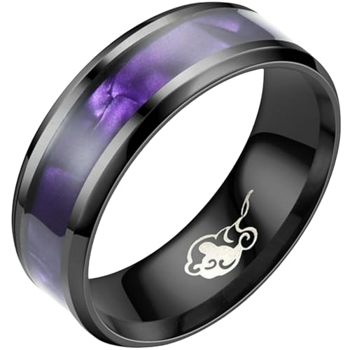 Paarringe aus schwarzem Titanstahl, violetter Akzent, matte Textur, minimalistischer Schmuck, Unisex, für den täglichen Gebrauch, passendes Geschenk-Set, 9 von Jpltlvy