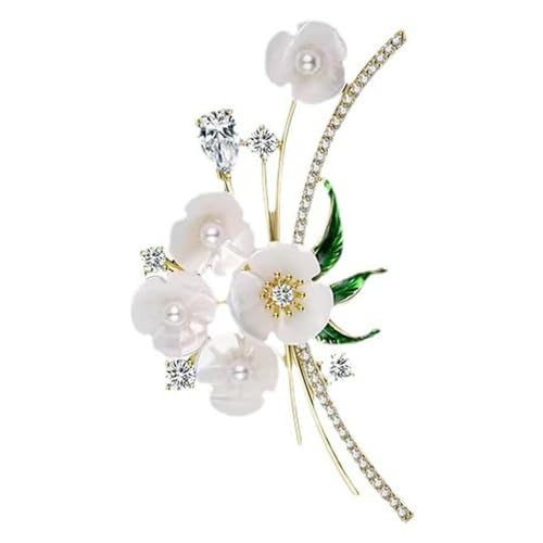 Perlen-Brosche für Damen, elegante Blütennadel, luxuriös, minimalistischer Schmuck, anspruchsvolles Accessoire, Geschenk von Jpltlvy