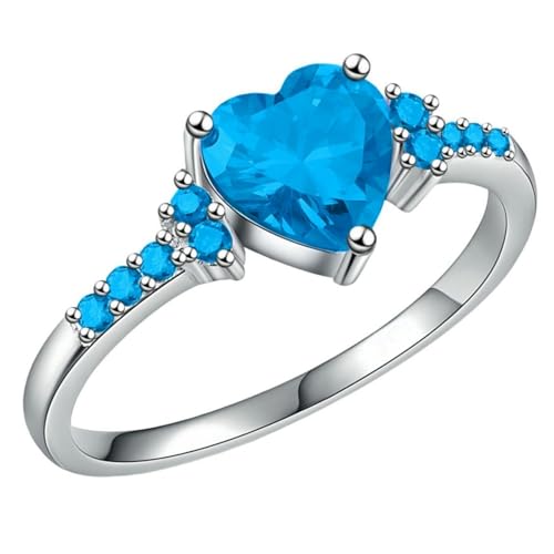 Regenbogen-Zirkonia-Herzring, stapelbar, Brautschmuck, Geschenk, 36 von Jpltlvy