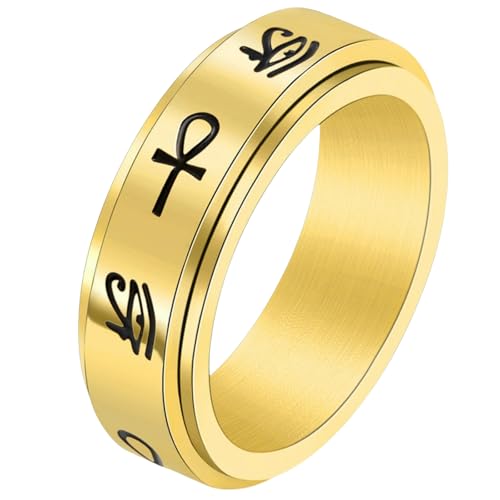 Ring aus Edelstahl für Herren, drehbares Kreuz, Gothic-Schmuck, Größe 7–12, mystisches Symbol, Ring, Geschenk für Ihn, 11, Titanstahl von Jpltlvy