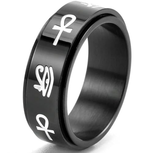 Ring aus Edelstahl für Herren, drehbares Kreuz, Gothic-Schmuck, Größe 7–12, mystisches Symbol, Ring, Geschenk für Ihn, 32, Titanstahl von Jpltlvy
