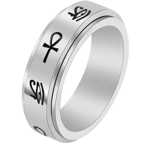 Ring aus Edelstahl für Herren, drehbares Kreuz, Gothic-Schmuck, Größe 7–12, mystisches Symbol, Ring, Geschenk für Ihn, 36, Titanstahl von Jpltlvy