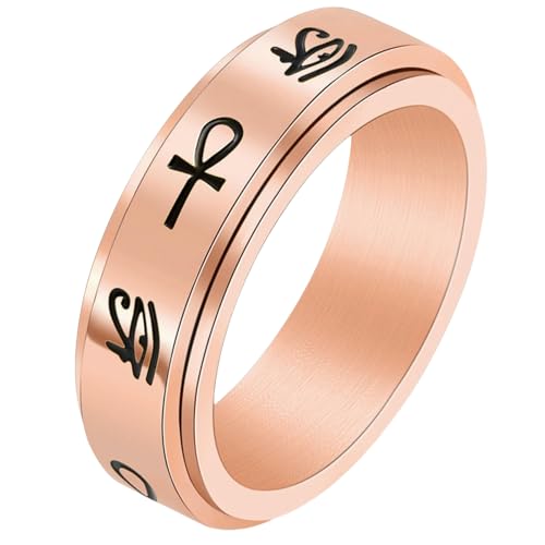 Ring aus Edelstahl für Herren, drehbares Kreuz, Gothic-Schmuck, Größe 7–12, mystisches Symbol, Ring, Geschenk für Ihn, 38, Titanstahl von Jpltlvy