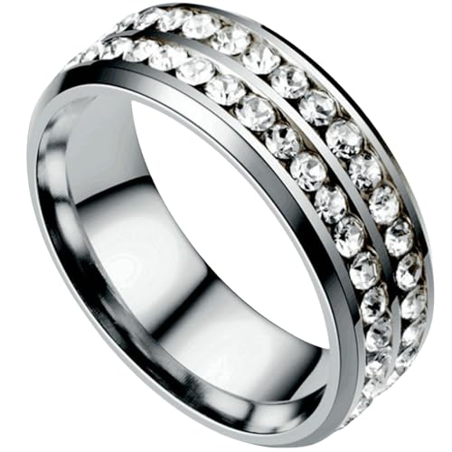 Ring aus Titanstahl, zweireihig, Zirkonia, Inlay-Design, Unisex, minimalistischer Schmuck für den täglichen Gebrauch, Geschenk, 33 cm Ring aus Titanstahl, zweireihig, Zirkonia, Inlay-Design, Unisex, minimalistischer Schmuck für den täglichen Gebrauch, Geschenk, 33 cm von Jpltlvy