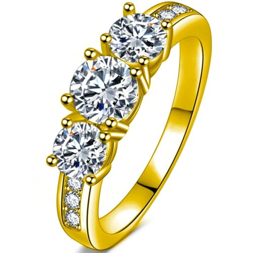 Ring mit 3 Kunstdiamanten und zweireihiger Fassung und minimalistischem Stil, geeignet als Geschenk für jeden Tag, 7 von Jpltlvy