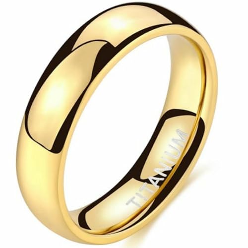 Schlichter Titan-Stahlring mit 18 Karat Gold und glatter Oberfläche für elegantes Geschenk, geeigneter Schmuck für Paare, minimalistischer Stil, 5 von Jpltlvy