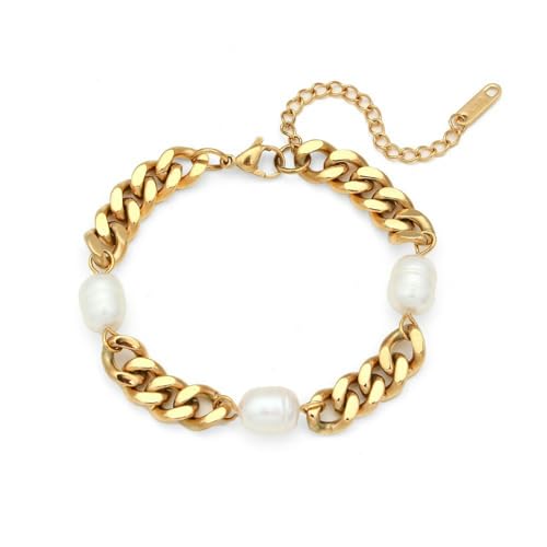 Set aus Halskette und Armband aus Titanstahl mit Perlen für Damen, minimalistischer Schmuck, schlichtes Perlen-Choker-Geschenk, Ohrring von Jpltlvy