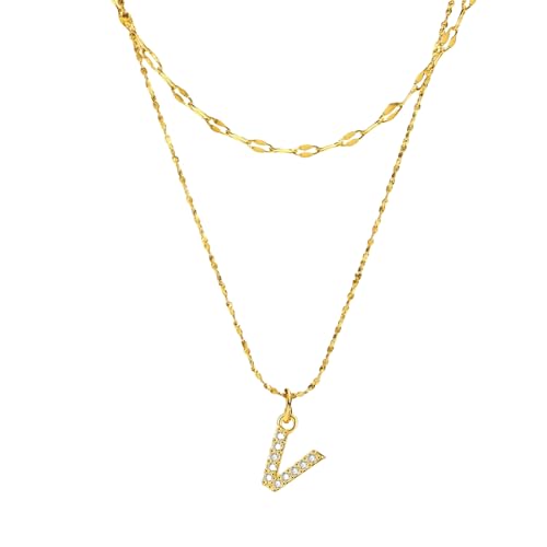 Sommermode Buchstaben-Halsketten-Set mit Zirkon für Damen, Edelstahl, Schmuck, Geschenk von Jpltlvy