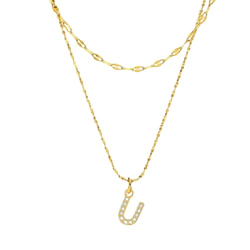 Sommermode Buchstaben-Halsketten-Set mit Zirkon für Damen, Edelstahl, Schmuck, Geschenk von Jpltlvy