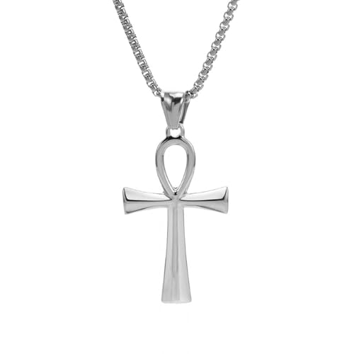 Stainless Steel Ankh Cross Necklace for Men Polished Minimalist Pendant Hip Hop Unique Jewelry Gift von Jpltlvy