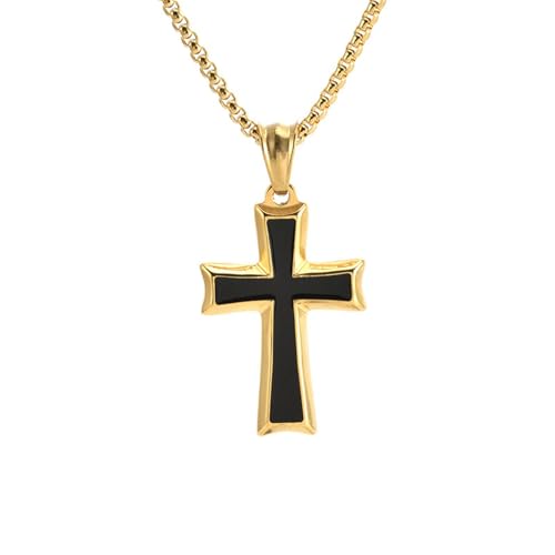 Stainless Steel Black Resin Cross Pendant Necklace for Men Minimalist Unisex Trendy Jewelry Stylish Gift von Jpltlvy